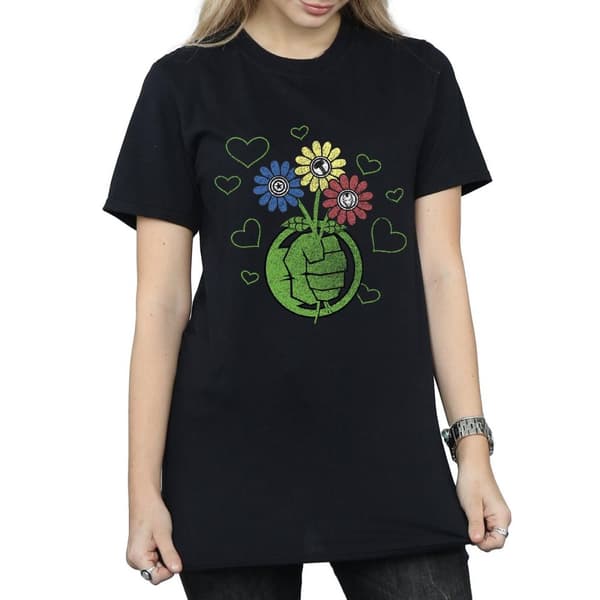 Marvel Dam/Hulk Flower Fist - Boyfriend-t-shirt i bomull för damer