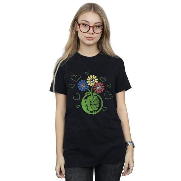 Marvel Dam/Hulk Flower Fist - Boyfriend-t-shirt i bomull för damer