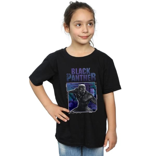 Marvel Black Panther Tech Badge bomulls-T-shirt för flickor