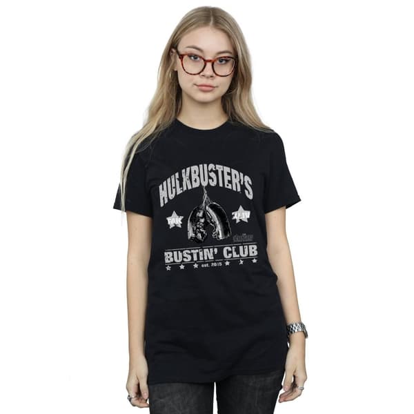 Marvel Womens/Ladies Iron Man Hulkbuster´s Bustin´ Club Cotton Boyfriend T-Shirt