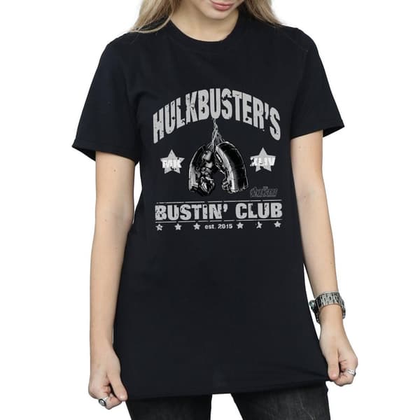 Marvel Womens/Ladies Iron Man Hulkbuster´s Bustin´ Club Cotton Boyfriend T-Shirt