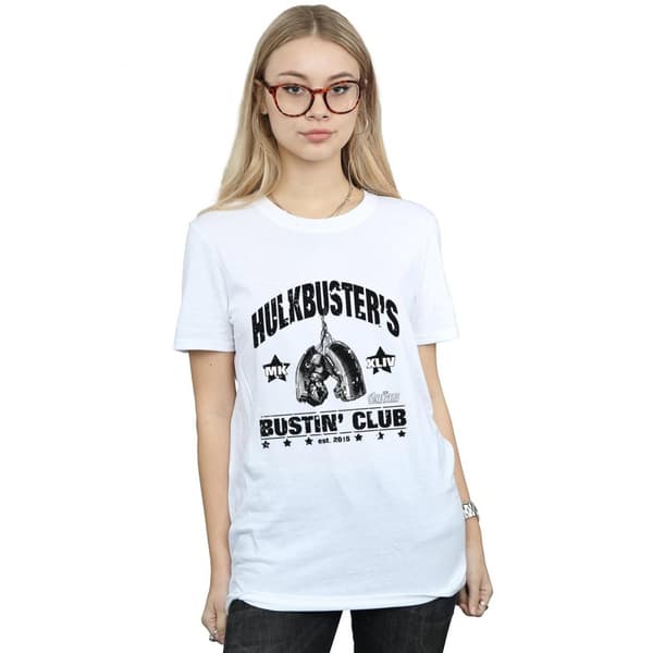 Marvel Womens/Ladies Iron Man Hulkbuster´s Bustin´ Club Cotton Boyfriend T-Shirt
