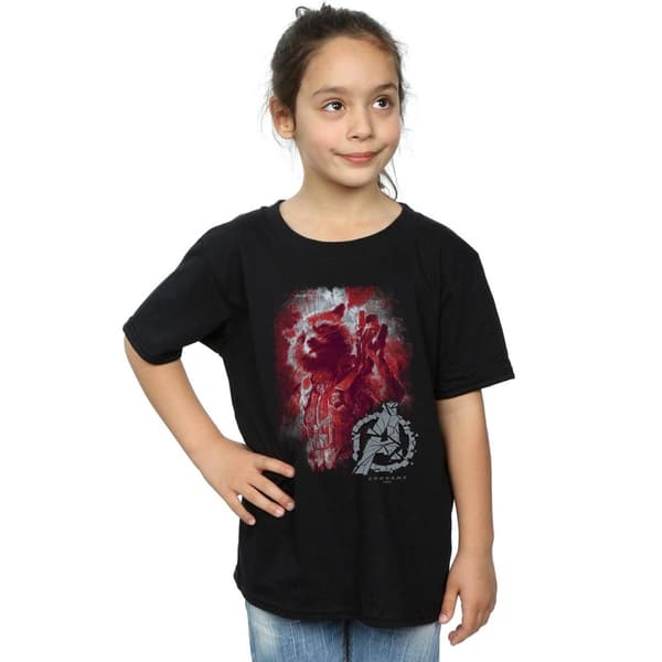 Marvel Girls Avengers Endgame Rocket Brushed Cotton T-Shirt