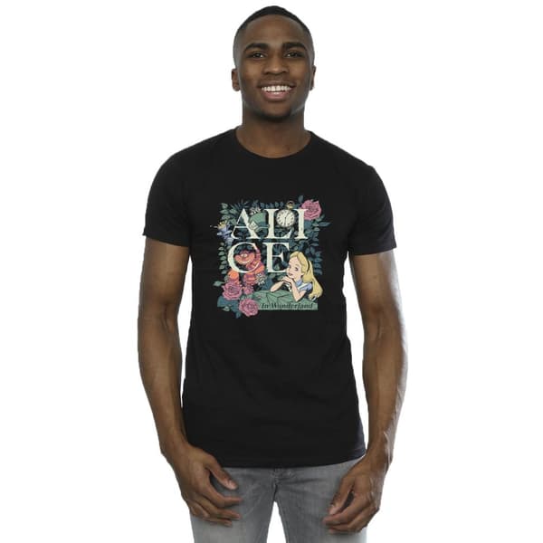 Disney Mens Alice In Wonderland Leafy Garden T-Shirt
