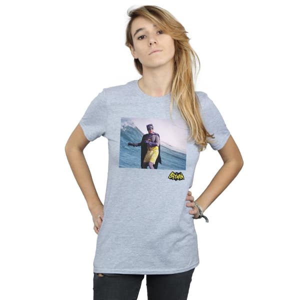 DC Comics Womens/Ladies Batman TV Series Surfing Logo Cotton Boyfriend T-Shirt