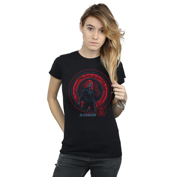 Marvel Womens/Ladies Black Widow Movie Computer Globe Cotton T-Shirt