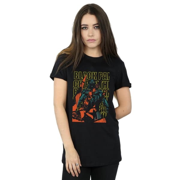 Marvel Dam/kvinnor Avengers Black Panther Collage Boyfriend T-shirt i bomull
