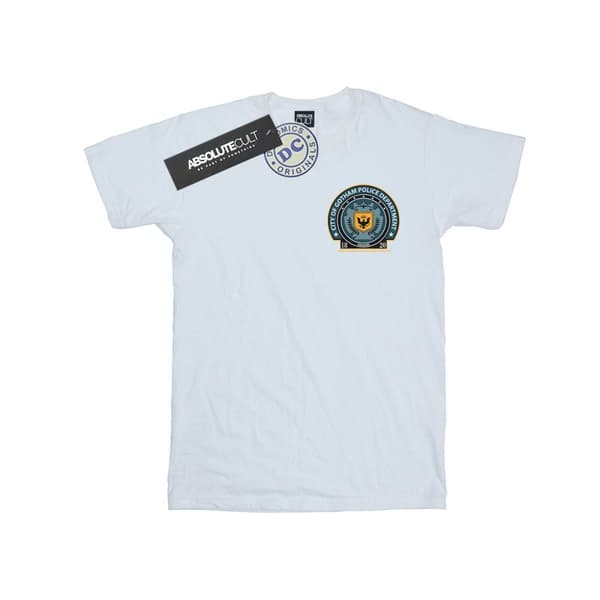 DC Comics Womens/Ladies Batman Gotham Police Dept Breast Print Cotton Boyfriend T-Shirt White S