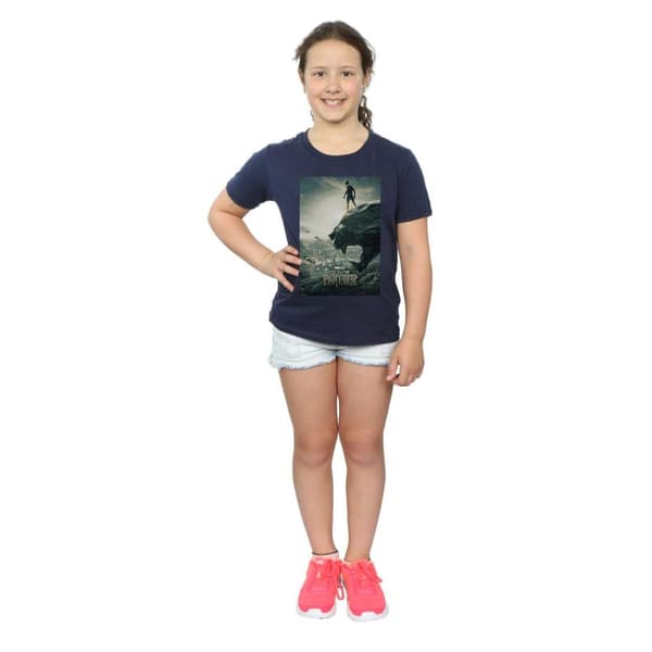 Marvel Girls Black Panther Poster Cotton T-Shirt