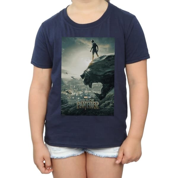 Marvel Girls Black Panther Poster Cotton T-Shirt