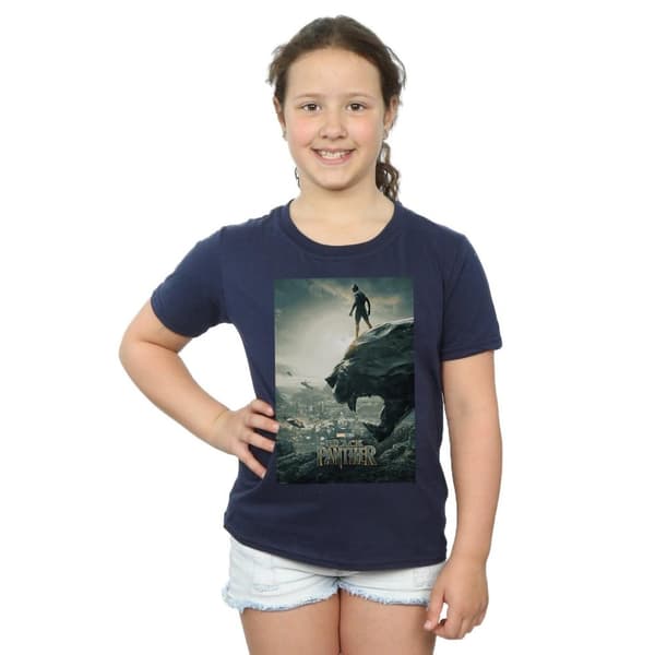 Marvel Girls Black Panther Poster Cotton T-Shirt