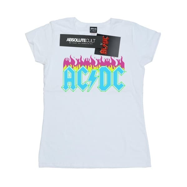 AC/DC Dam/Tjej Neon Flames T-shirt i bomull