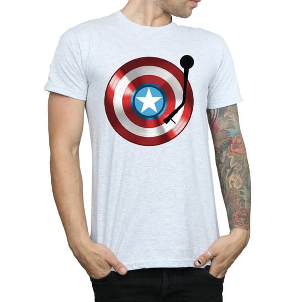 Marvel Mens Captain America Turntable T-Shirt