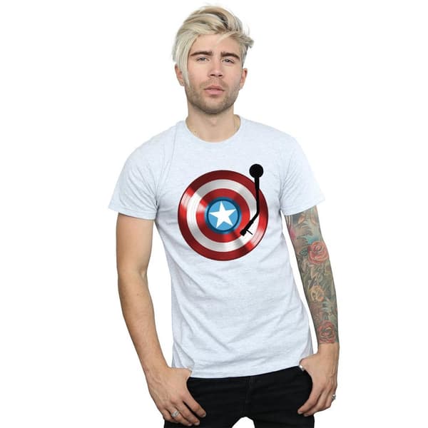 Marvel Mens Captain America Turntable T-Shirt