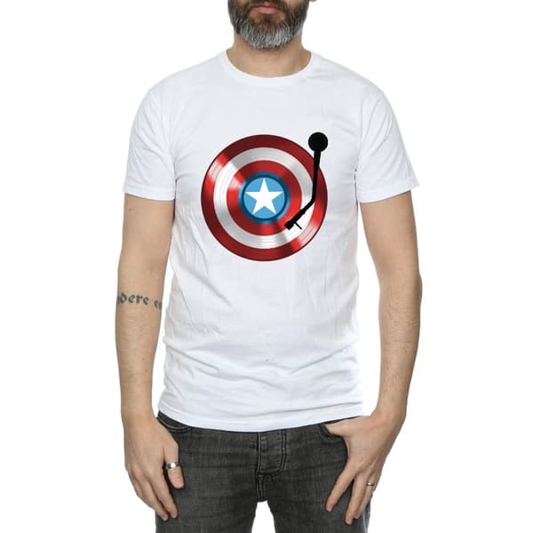 Marvel Mens Captain America Turntable T-Shirt