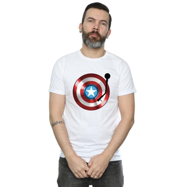 Marvel Mens Captain America Turntable T-Shirt