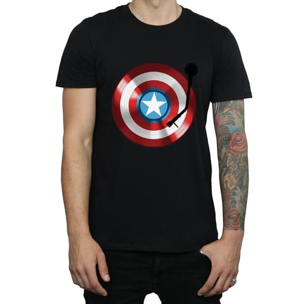 Marvel Mens Captain America Turntable T-Shirt