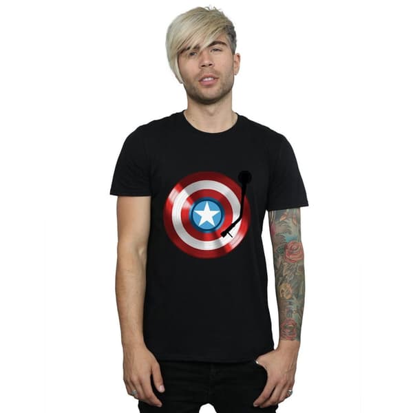 Marvel Mens Captain America Turntable T-Shirt