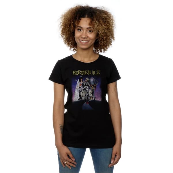 Beetlejuice Dam/Tjej - T-shirt i bomull med prydlig affisch