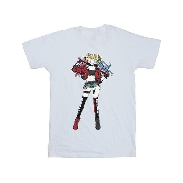 DC Comics T-shirt i bomull för flickor med Harley Quinn i stående pose