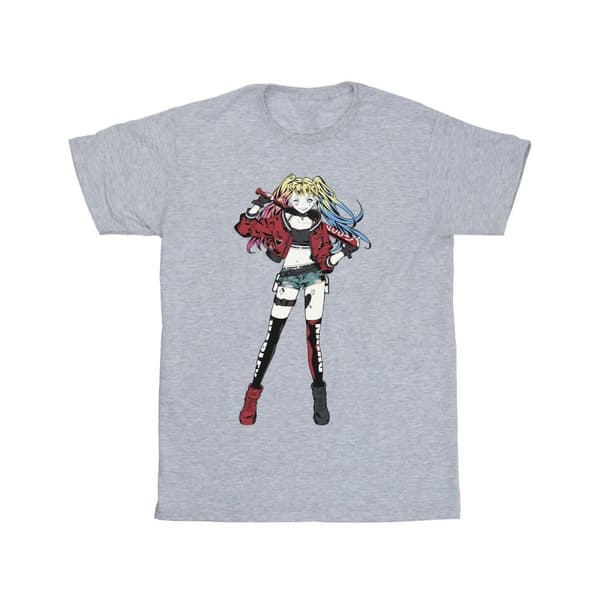 DC Comics T-shirt i bomull för flickor med Harley Quinn i stående pose