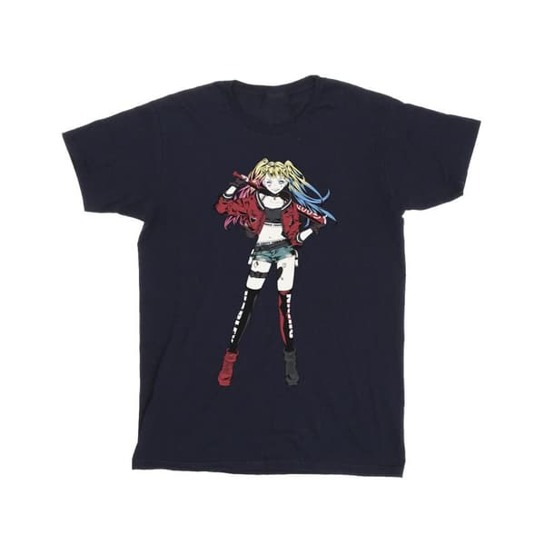 DC Comics T-shirt i bomull för flickor med Harley Quinn i stående pose