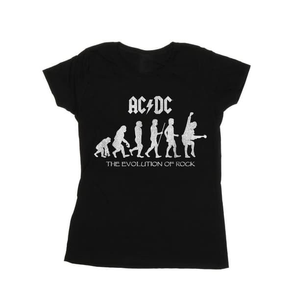 ACDC Womens/Ladies Evolution Of Rock Cotton T-Shirt Black XL