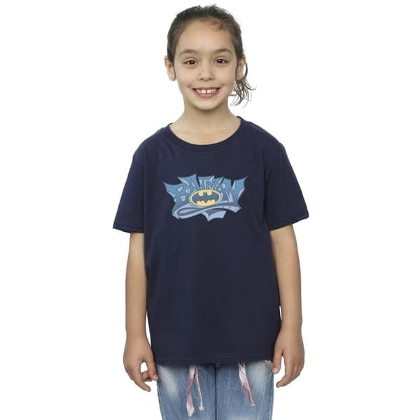 DC Comics T-shirt i bomull med Batman-graffitilogga för flickor
