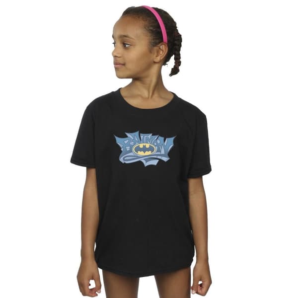DC Comics T-shirt i bomull med Batman-graffitilogga för flickor