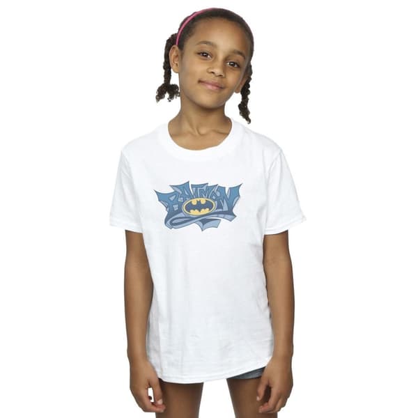 DC Comics T-shirt i bomull med Batman-graffitilogga för flickor