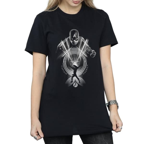 Marvel Dam/dam Captain America Circle Boyfriend T-shirt i bomull