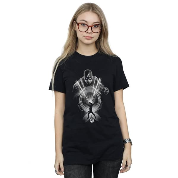 Marvel Dam/dam Captain America Circle Boyfriend T-shirt i bomull