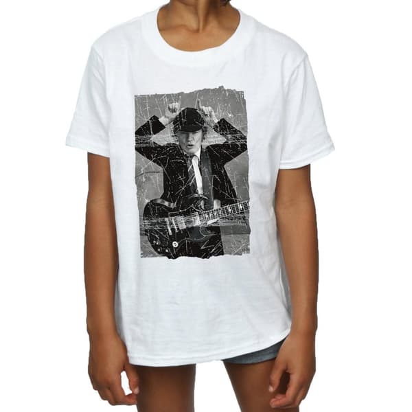 AC/DC Girls Angus Young Distressed Photo Cotton T-Shirt