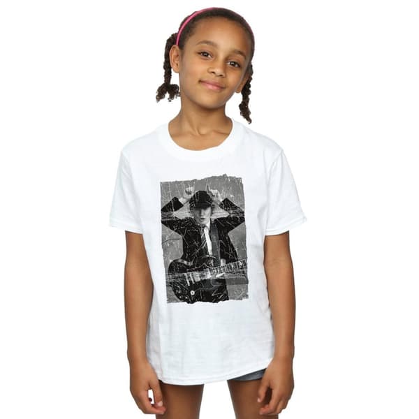 AC/DC Girls Angus Young Distressed Photo Cotton T-Shirt