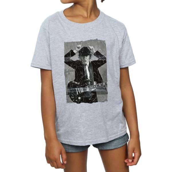 AC/DC Girls Angus Young Distressed Photo Cotton T-Shirt