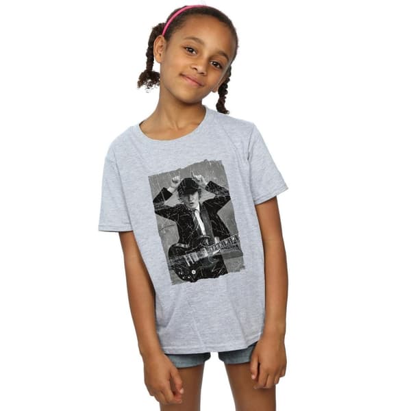 AC/DC Girls Angus Young Distressed Photo Cotton T-Shirt