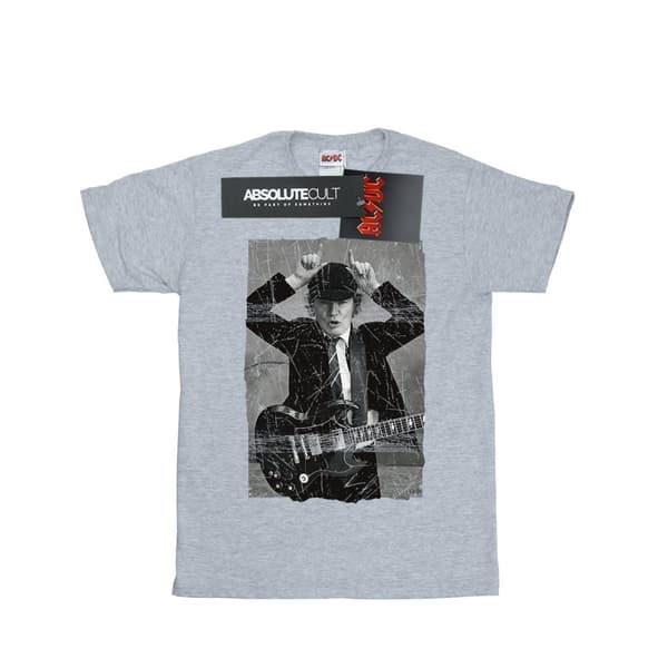 AC/DC Girls Angus Young Distressed Photo Cotton T-Shirt