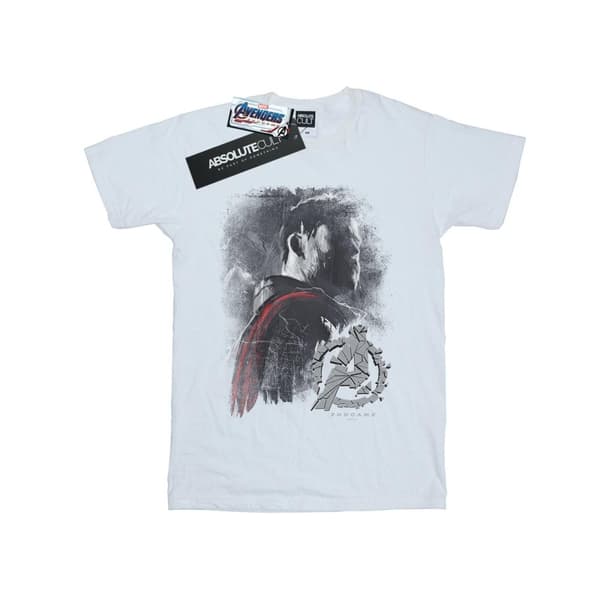 Marvel Dam/Tjej Avengers Endgame Thor Boyfriend T-shirt i borstad bomull White M