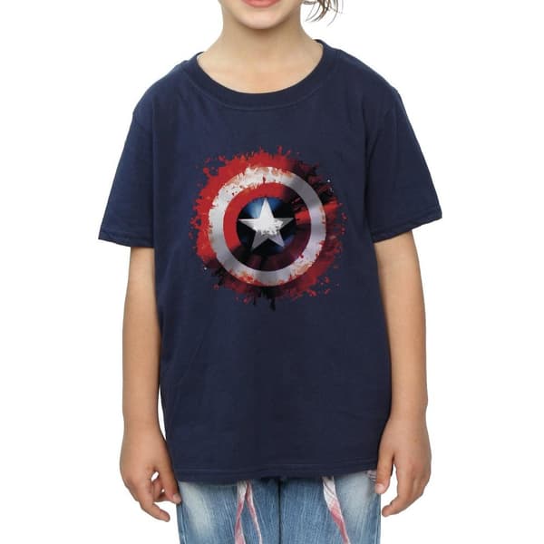 Marvel Girls Avengers Captain America Art Shield Cotton T-Shirt