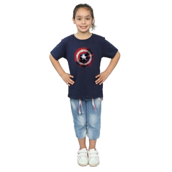 Marvel Girls Avengers Captain America Art Shield Cotton T-Shirt