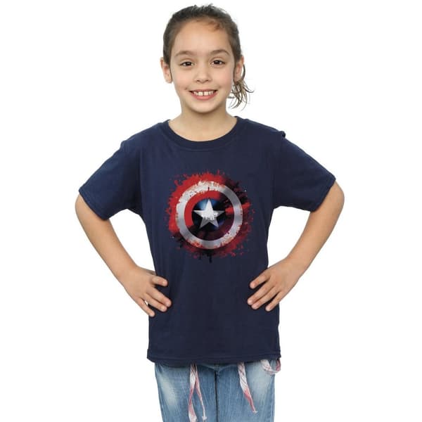 Marvel Girls Avengers Captain America Art Shield Cotton T-Shirt