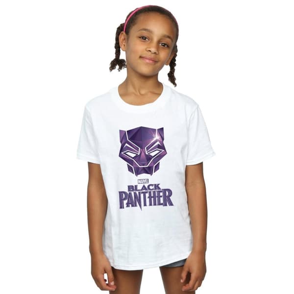 Marvel T-shirt i bomull med Black Panther-masklogga för flickor