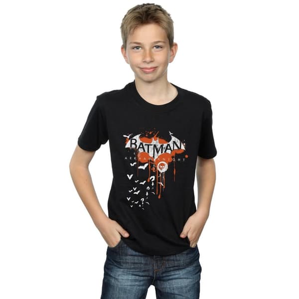 DC Comics Boys Batman Arkham Knight Halloween Logo Art T-Shirt