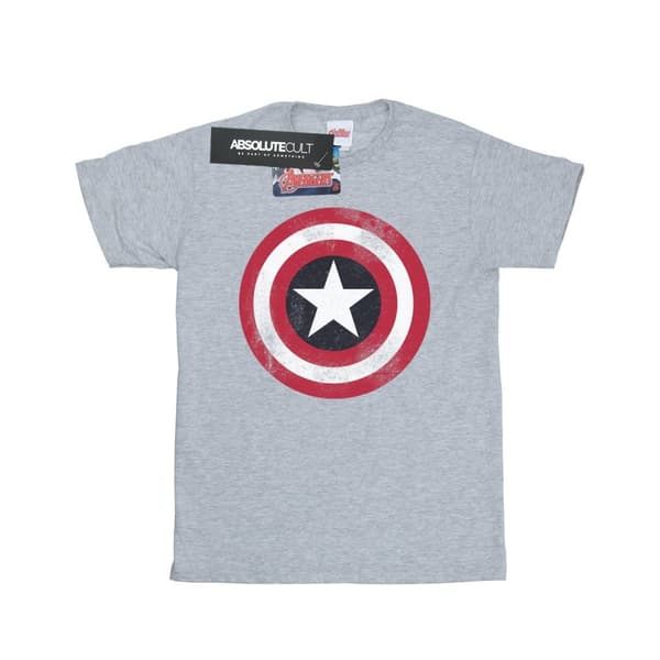 Marvel Girls Avengers Captain America Distressed Shield Cotton T-Shirt