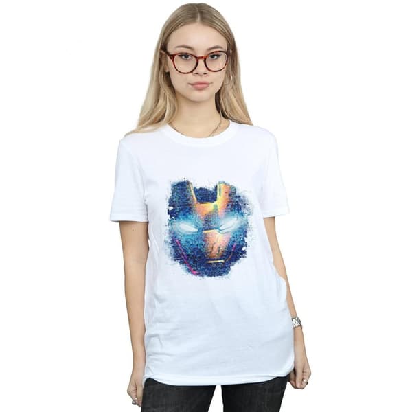 Marvel Womens/Ladies Iron Man Distressed Head Cotton Boyfriend T-Shirt