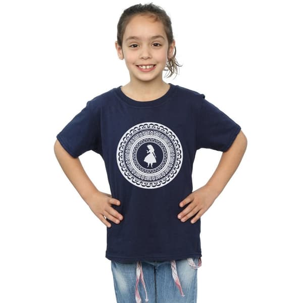 Disney T-shirt i bomull med cirkel för flickor - Alice i underlandet