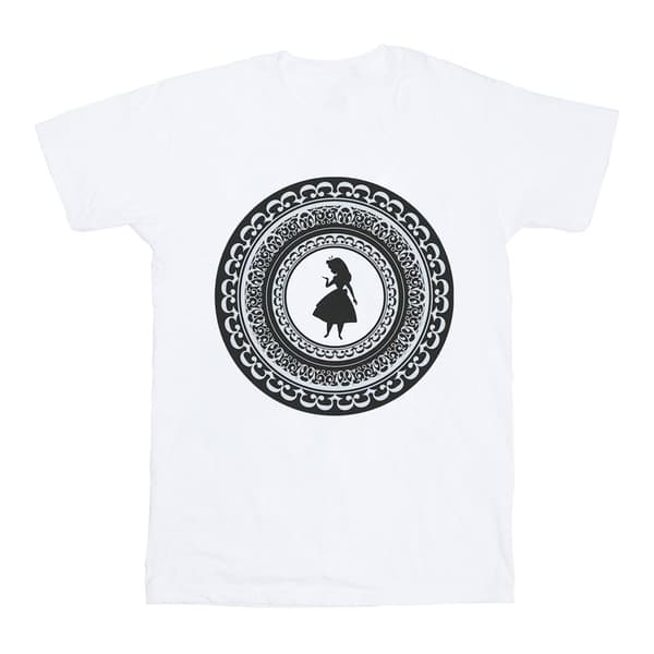 Disney T-shirt i bomull med cirkel för flickor - Alice i underlandet White 5-6 Years