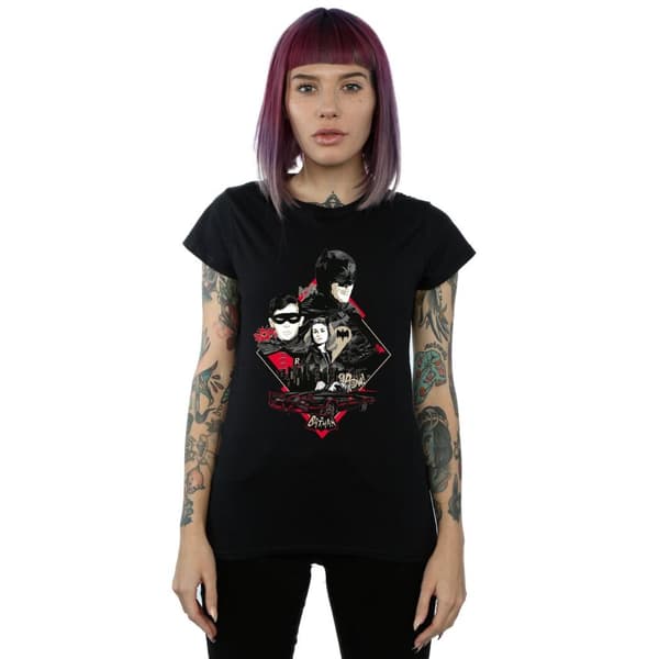 DC Comics Womens/Ladies Batman TV Series Character Skyline Cotton T-Shirt