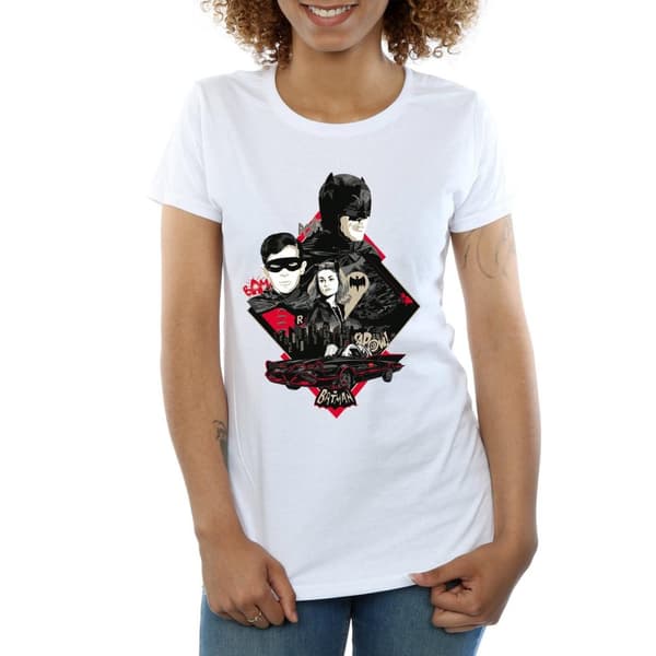 DC Comics Womens/Ladies Batman TV Series Character Skyline Cotton T-Shirt