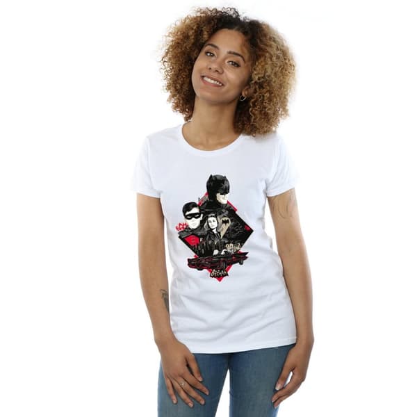 DC Comics Womens/Ladies Batman TV Series Character Skyline Cotton T-Shirt